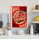 Quadro Decorativo Make Pizza Not War 33x24cm - Com Vidro Mold