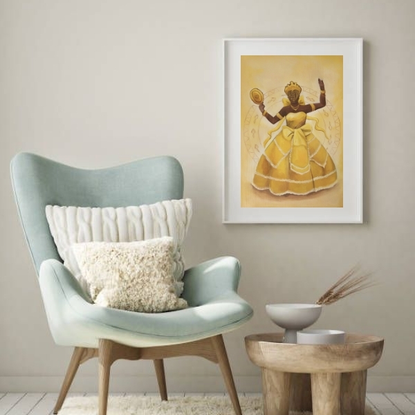 Quadro Decorativo Mamãe Oxum - 60x48cm Moldura:madeira Branca