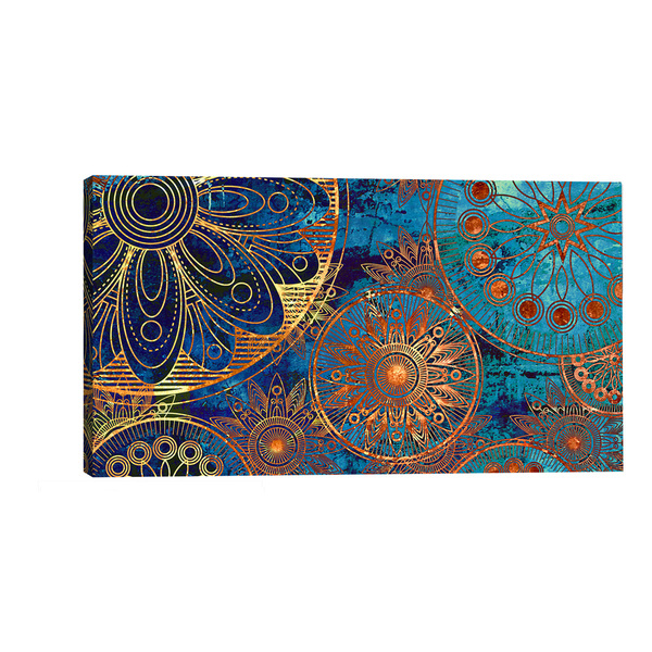 Quadro Decorativo Mandala Azul Royal 55x100cm
