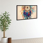 Quadro Decorativo Mandala Penas  - 50x70cm Moldura Branca
