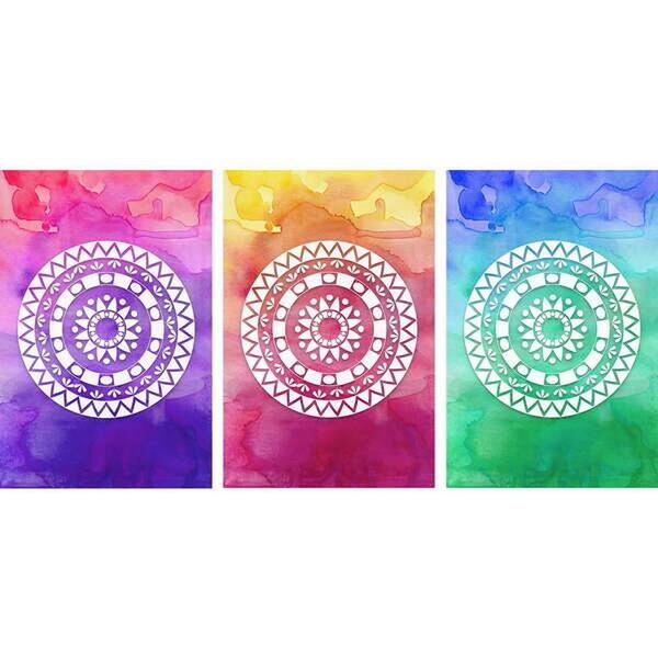 Quadro Decorativo Mandalas Coloridas 3 Telas