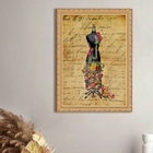 Quadro Decorativo Manequim Floral 24x18cm - Com Vidro Moldura