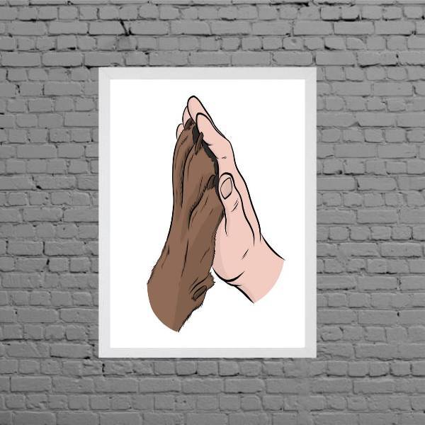 Quadro Decorativo Mão E Pata 33x24cm - Com Vidro Moldura:made