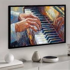 Quadro Decorativo Mãos Piano Artístico  - 50x70cm Moldura Bra