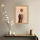 Quadro Decorativo Mãos Terracota 33x24cm - Com Vidro Moldura