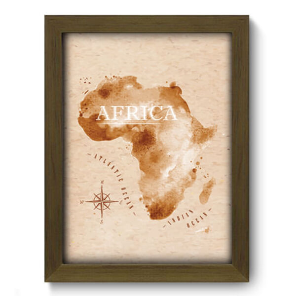 Quadro Decorativo - Mapa Africa - 19cm X 25cm - 097qdvm