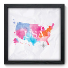Quadro Decorativo - Mapa Estados Unidos - 33cm X 33cm - 165qd