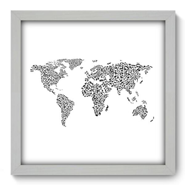 Quadro Decorativo - Mapa Mundi - 33cm X 33cm - 085qdgb