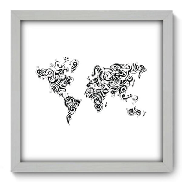 Quadro Decorativo - Mapa Mundi - 33cm X 33cm - 097qndbb