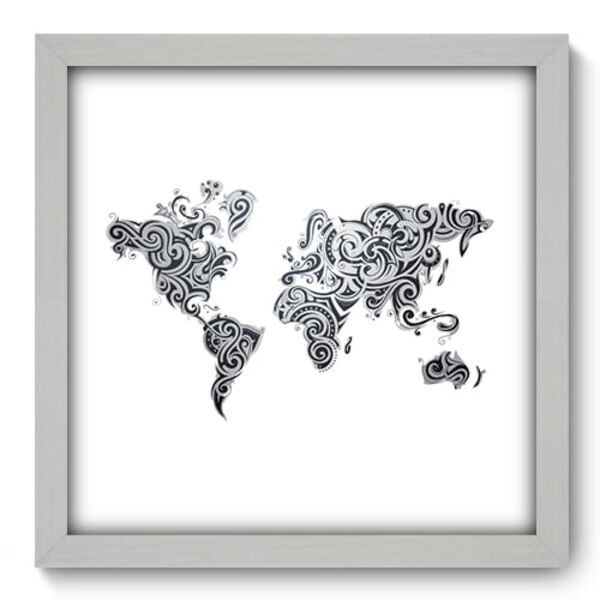 Quadro Decorativo - Mapa Mundi - 33cm X 33cm - 255qdmb