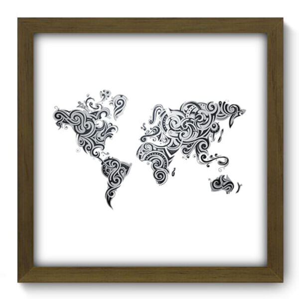Quadro Decorativo - Mapa Mundi - 33cm X 33cm - 255qdmm