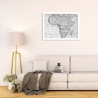 Quadro Decorativo Mapa Mundi Africa Preto E Branco