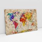 Quadro Decorativo Mapa Mundi Colorido Estilo Rustico 1 Tela