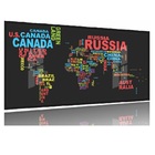 Quadro Decorativo Mapa Mundi Moderno Colorido Moldura Preta