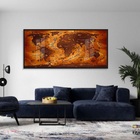 Quadro Decorativo Mapa Mundi Vintage Geografia Moldura Preta