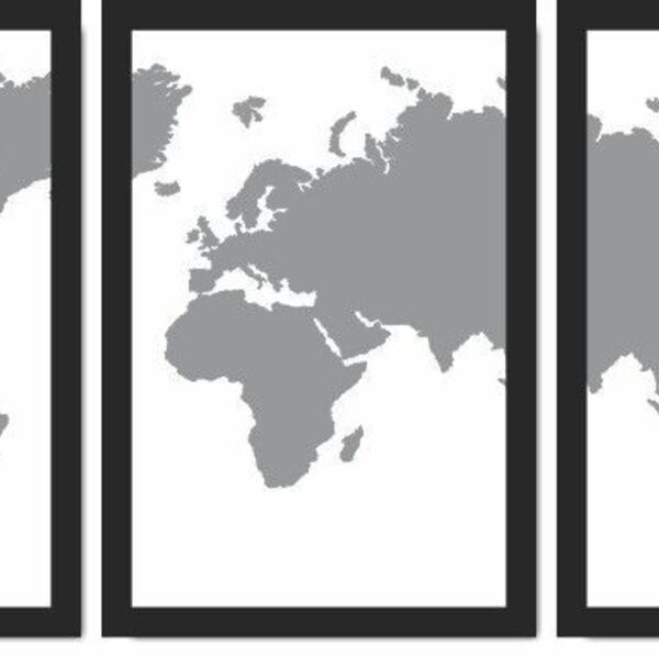 Quadro Decorativo Mapa Preto E Branco Moderno