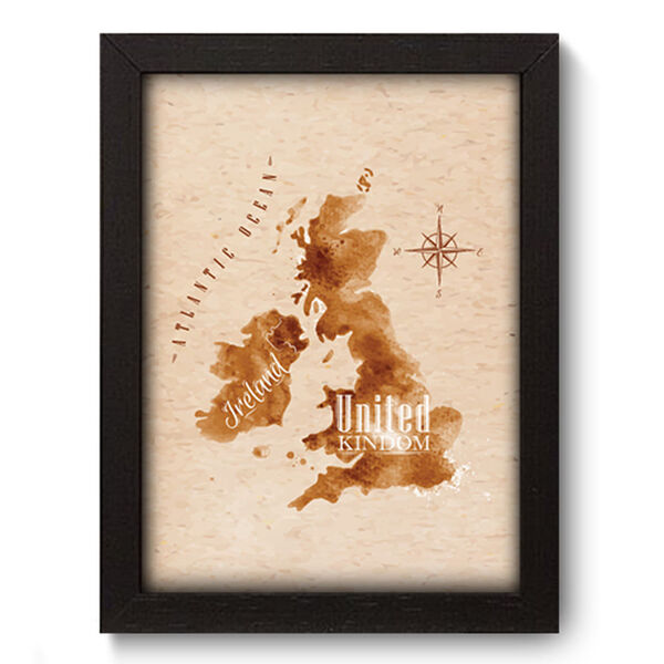 Quadro Decorativo - Mapa Reino Unido E Irlanda - 19cm X 25cm