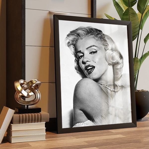 Quadro Decorativo Marilyn Monroe 24x18cm - Com Vidro Moldura Preta