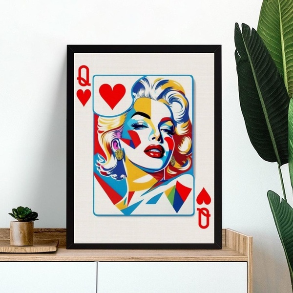 Quadro Decorativo Marilyn Monroe Carta Baralho 24x18cm Moldur