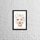Quadro Decorativo Marilyn Monroe Flores 24x18cm Moldura:madei