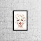 Quadro Decorativo Marilyn Monroe Flores 33x24cm - Com Vidro M