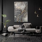 Quadro Decorativo Mármore Tons Cinza Vertical Com Moldura E S