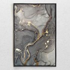 Quadro Decorativo Mármore Tons Cinza Vertical Com Moldura E S