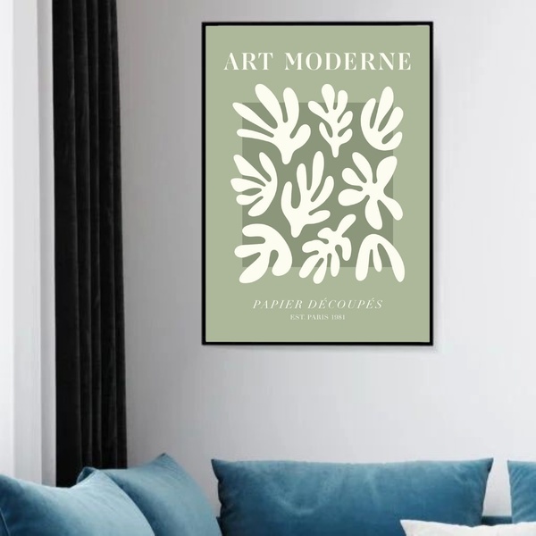 Quadro Decorativo Matisse Art Moderne Verde  - 70x50cm Moldur