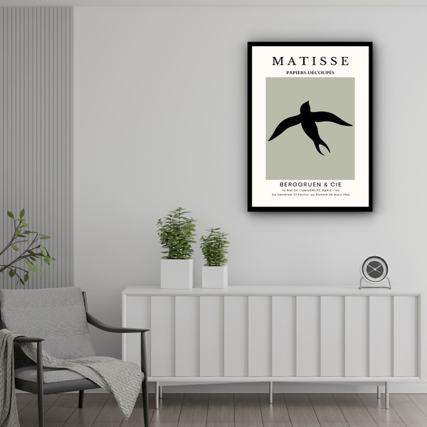 Quadro Decorativo Matisse Bird  - 70x50cm Moldura Branca