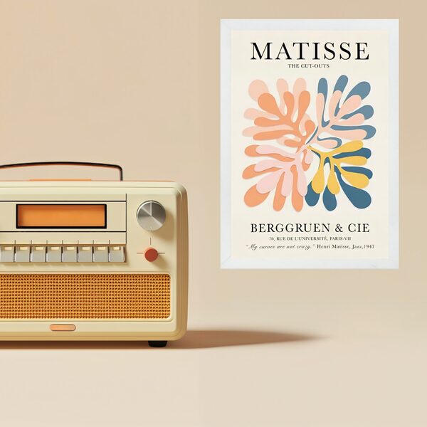 Quadro Decorativo Matisse Corais Sobrepostos 24x18cm Moldura