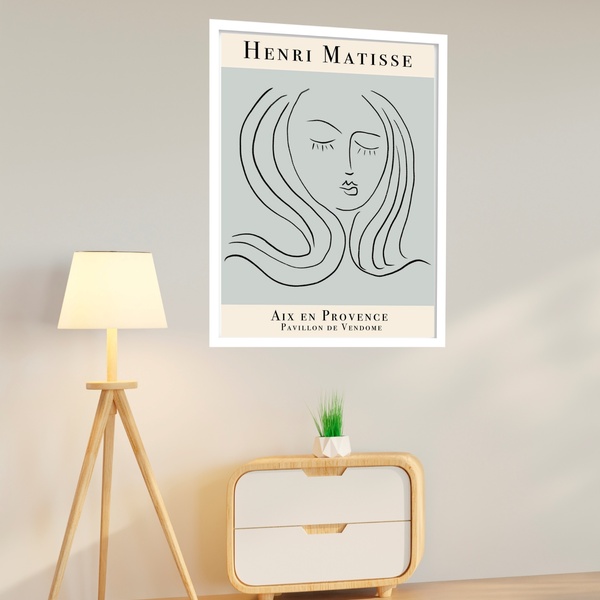 Quadro Decorativo Matisse Face Mulher  - 70x50cm Moldura Bran