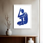 Quadro Decorativo Matisse Homem Azul  - 70x50cm Moldura Branca