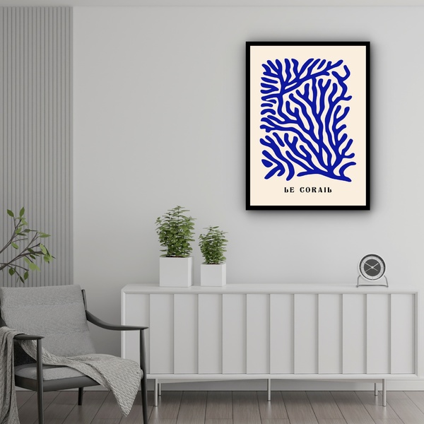 Quadro Decorativo Matisse Le Corail  - 70x50cm Moldura Branca