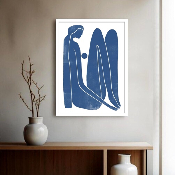 Quadro Decorativo Matisse Mulher Azul  - 70x50cm Moldura Bran