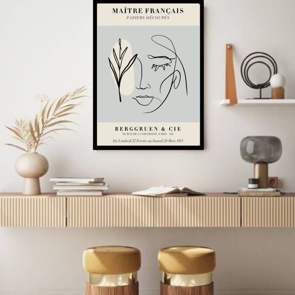 Quadro Decorativo Matisse Mulher E Planta  - 70x50cm Moldura