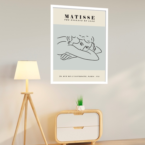Quadro Decorativo Matisse Mulher Linhas  - 70x50cm Moldura Pr