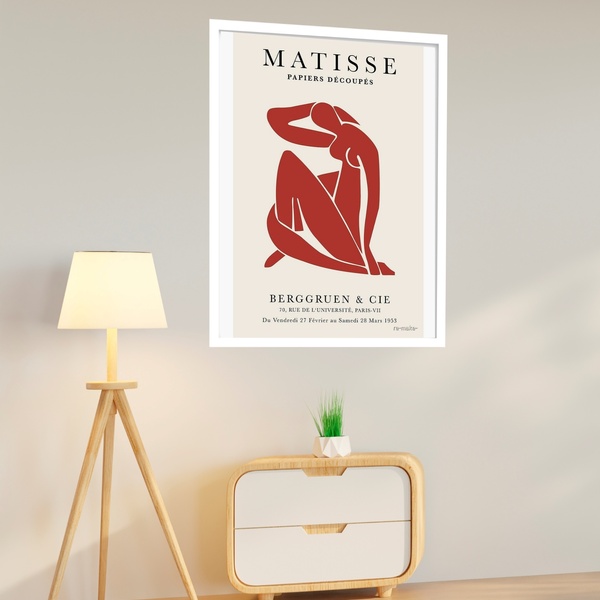 Quadro Decorativo Matisse Mulher Vermelho  - 70x50cm Moldura