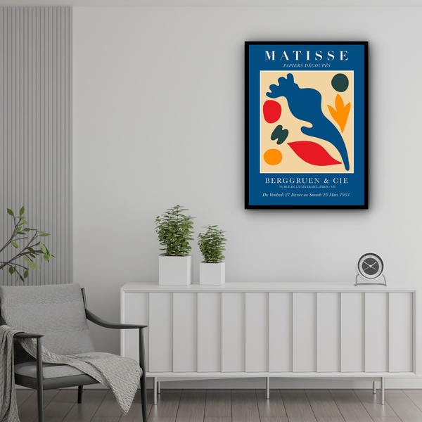 Quadro Decorativo Matisse Papiers Découpés Azul  - 70x50cm Mo