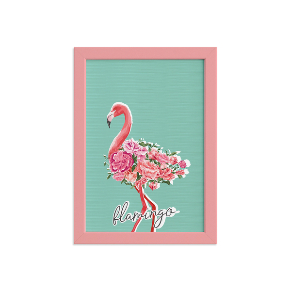 Quadro Decorativo Mdf Flamingos E Flores Moldura Rosa 22x32cm Leroy Merlin