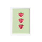 Quadro Decorativo MDF Melancia Trio Moldura Branca 33x43cm