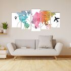 Quadro Decorativo Mdf Mosaico Mapa Mundi Geométrico Colorido