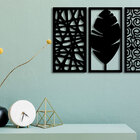 Quadro Decorativo Mdf Preto 3 Peças Para Sala Quarto Cozinha