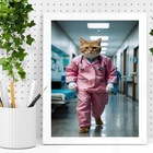 Quadro Decorativo Médico Gato 45x34cm Moldura Branca