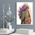 Quadro Decorativo Menina Árabe 24x18cm Moldura:madeira Branca