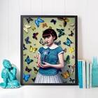 Quadro Decorativo Menina Com Borboletas 45x34cm A3 (45 X 34)