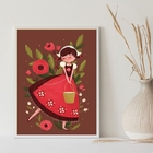 Quadro Decorativo Menininha Camponesa 33x24cm Moldura:madeira