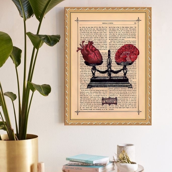 Quadro Decorativo Mente E Coração 24x18cm Moldura Preta