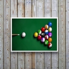 Quadro Decorativo Mesa De Bilhar- Sinuca 24x18cm - Com Vidro