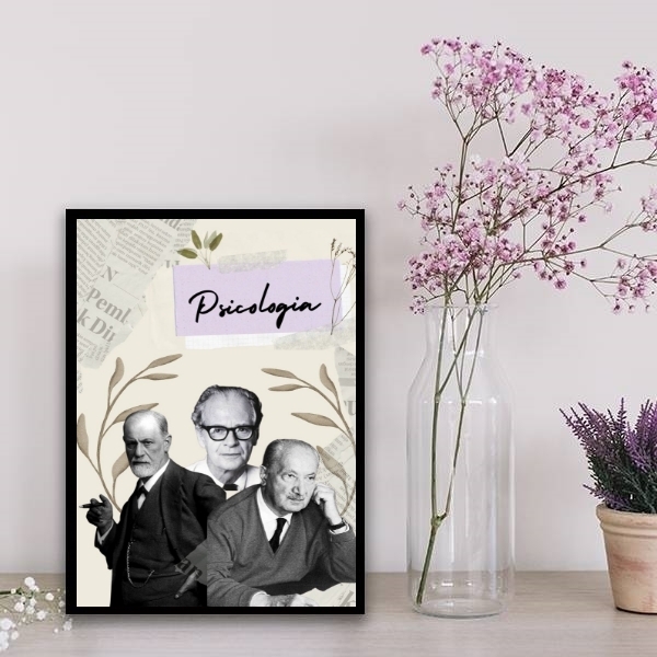 Quadro Decorativo Mestres Da Psicologia 33x24cm - Com Vidro M