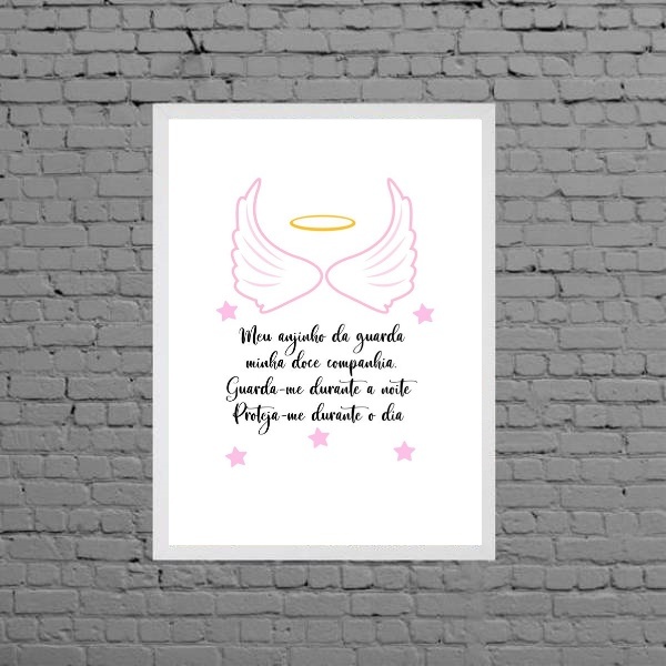 Quadro Decorativo Meu Anjinho Da Guarda 24x18cm - Com Vidro M